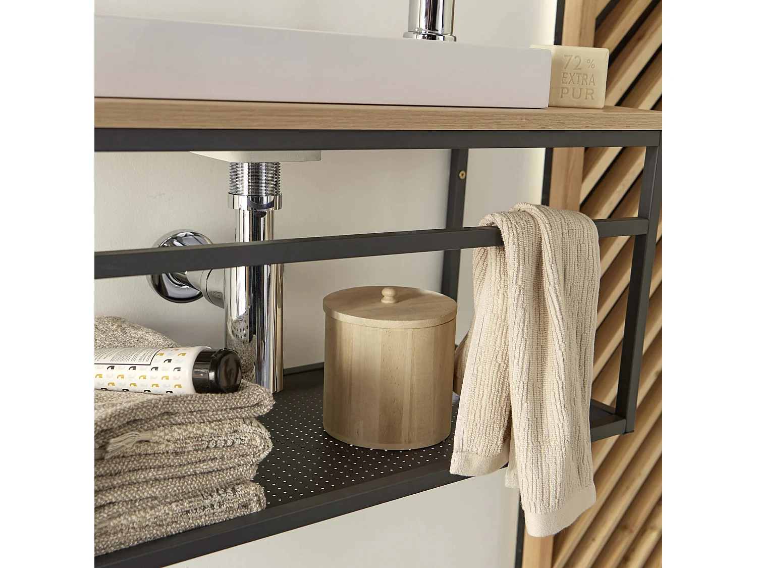 Ensemble lave-mains WILO grande largeur avec robinet et miroir 60cm