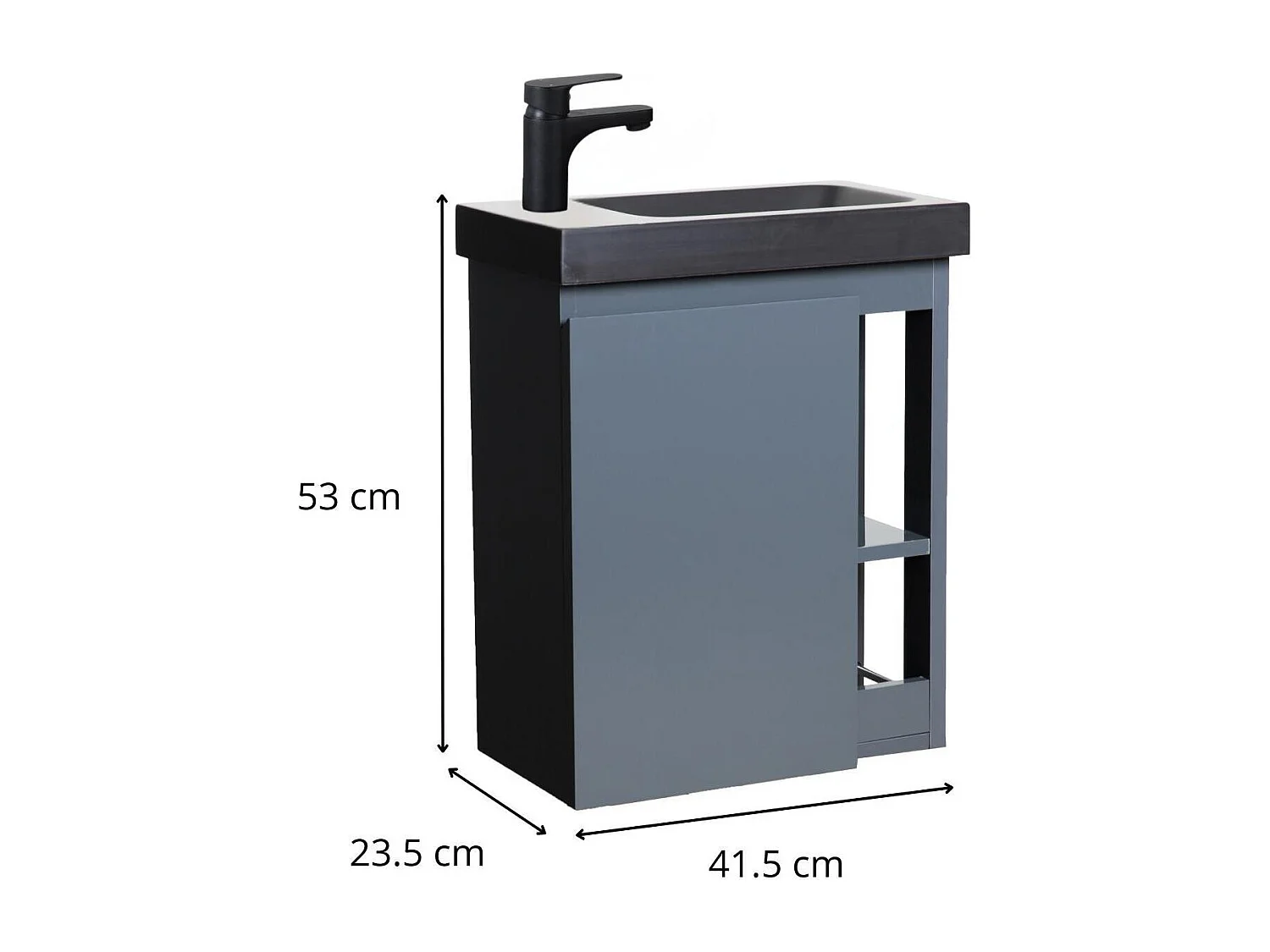 HAMPTON Waschbeckenschrank aus schwarzem Harz zur Wandmontage