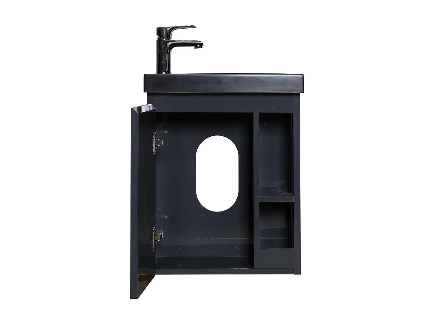 HAMPTON Waschbeckenschrank aus schwarzem Harz zur Wandmontage