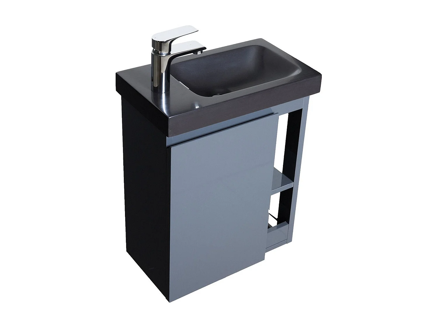 HAMPTON Waschbeckenschrank aus schwarzem Harz zur Wandmontage