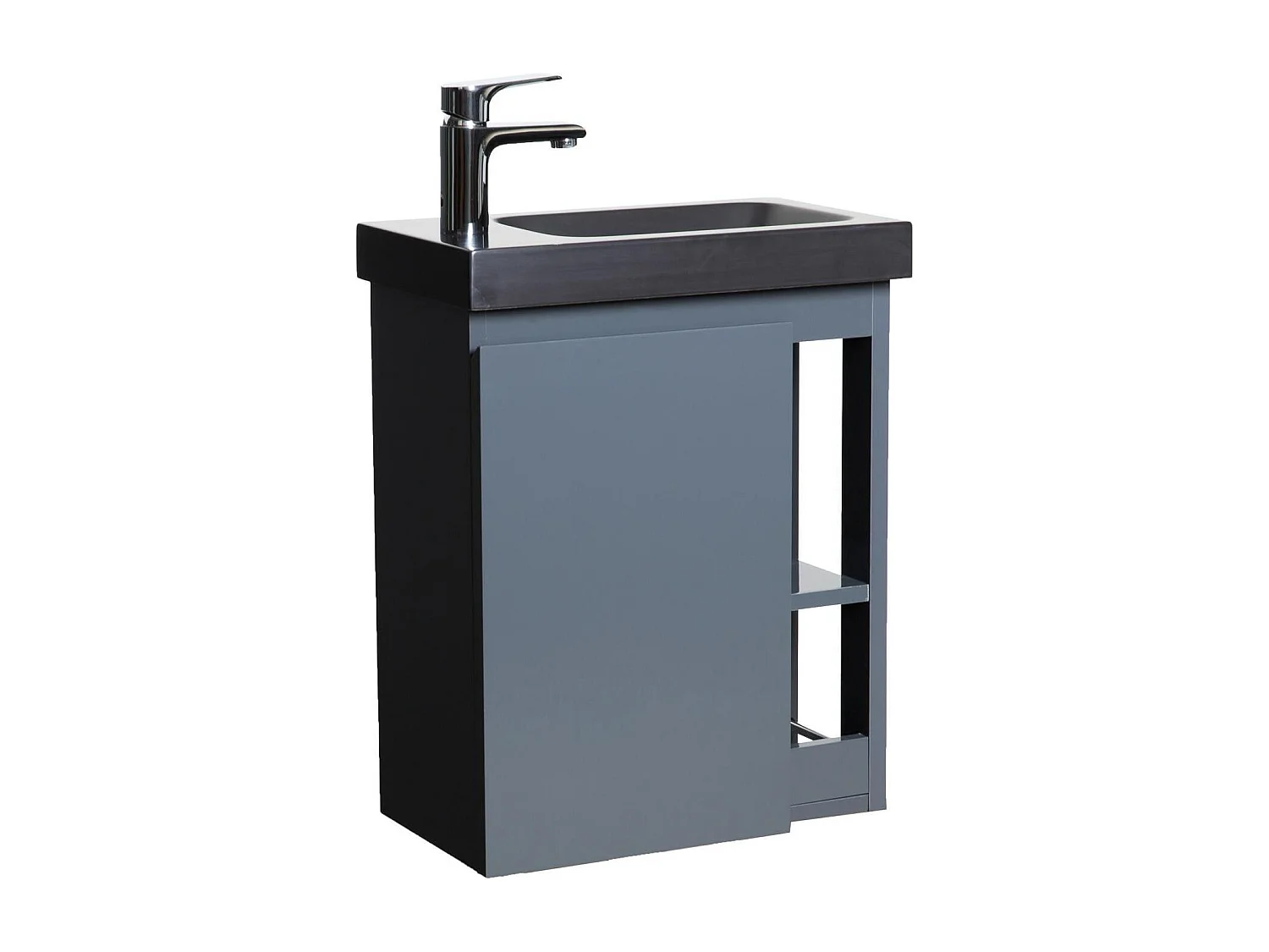 Meuble lave-mains suspendu HAMPTON avec vasque en résine noir