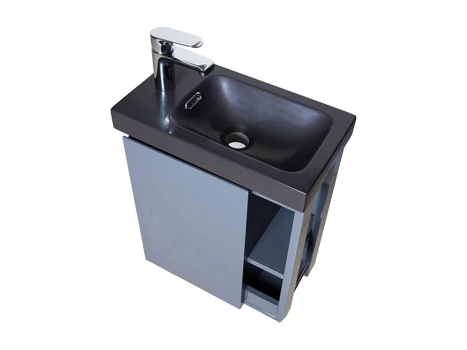 Meuble lave-mains suspendu HAMPTON avec vasque en résine noir