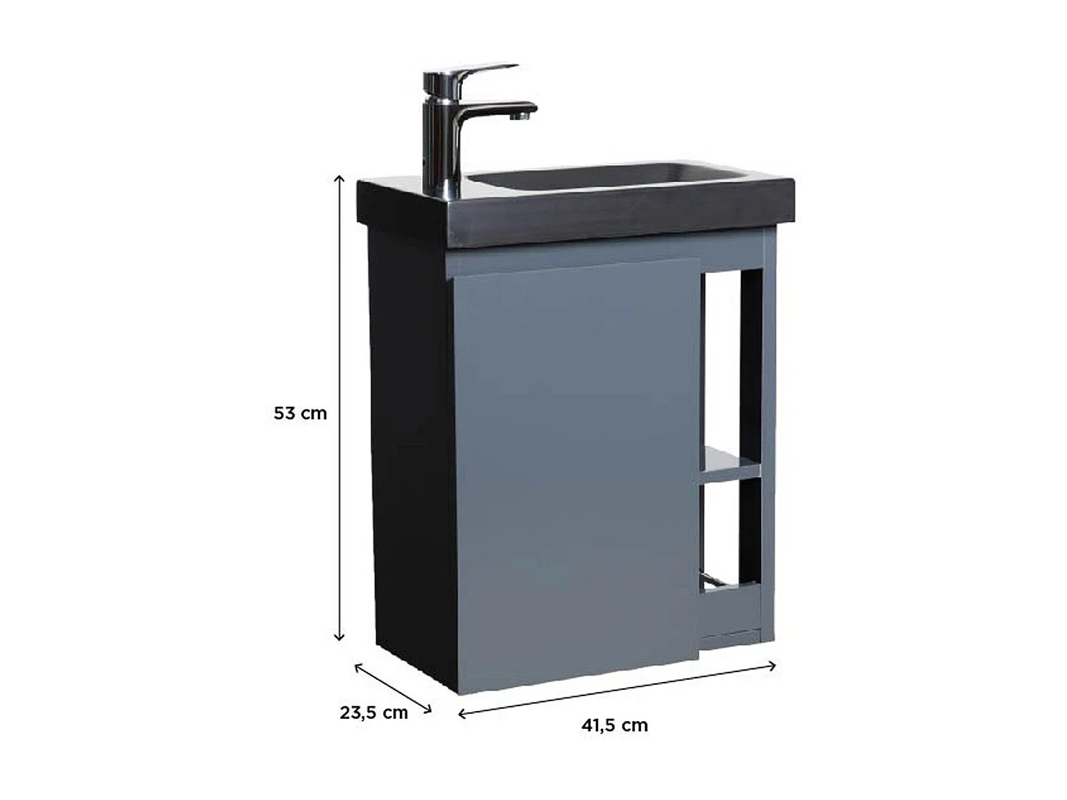 Meuble lave-mains suspendu HAMPTON avec vasque en résine noir