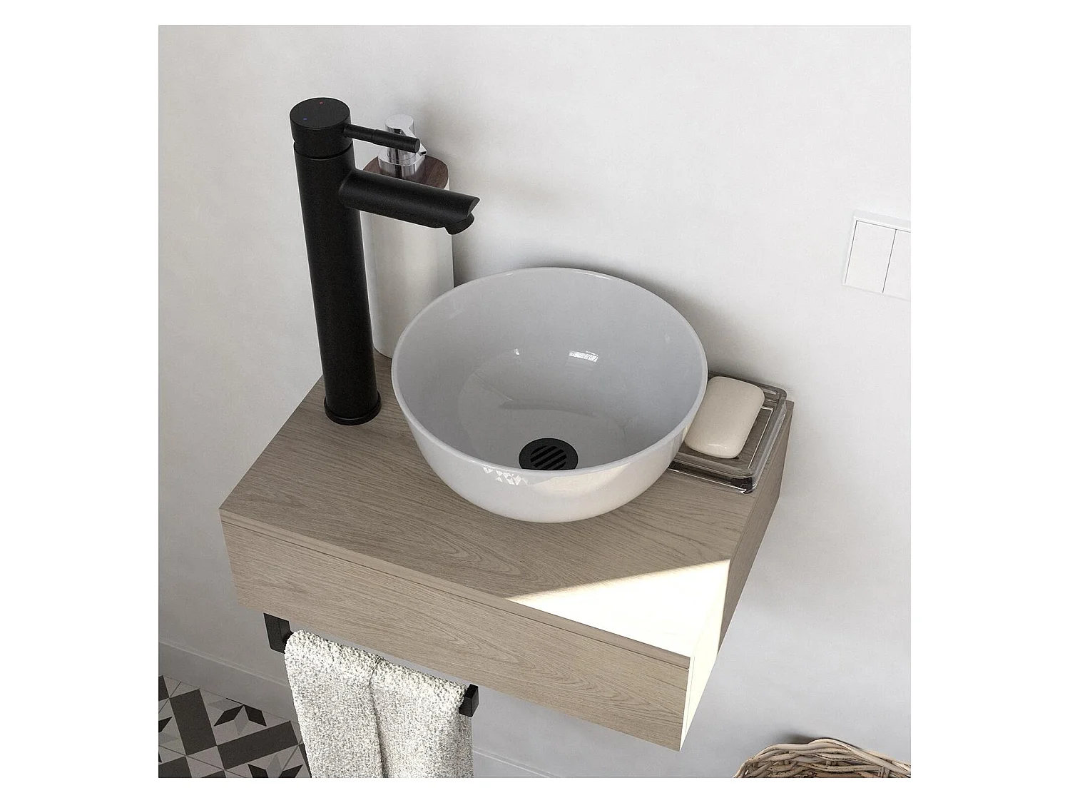 Lavabo de encimera grueso + lavabo + grifería SOHO