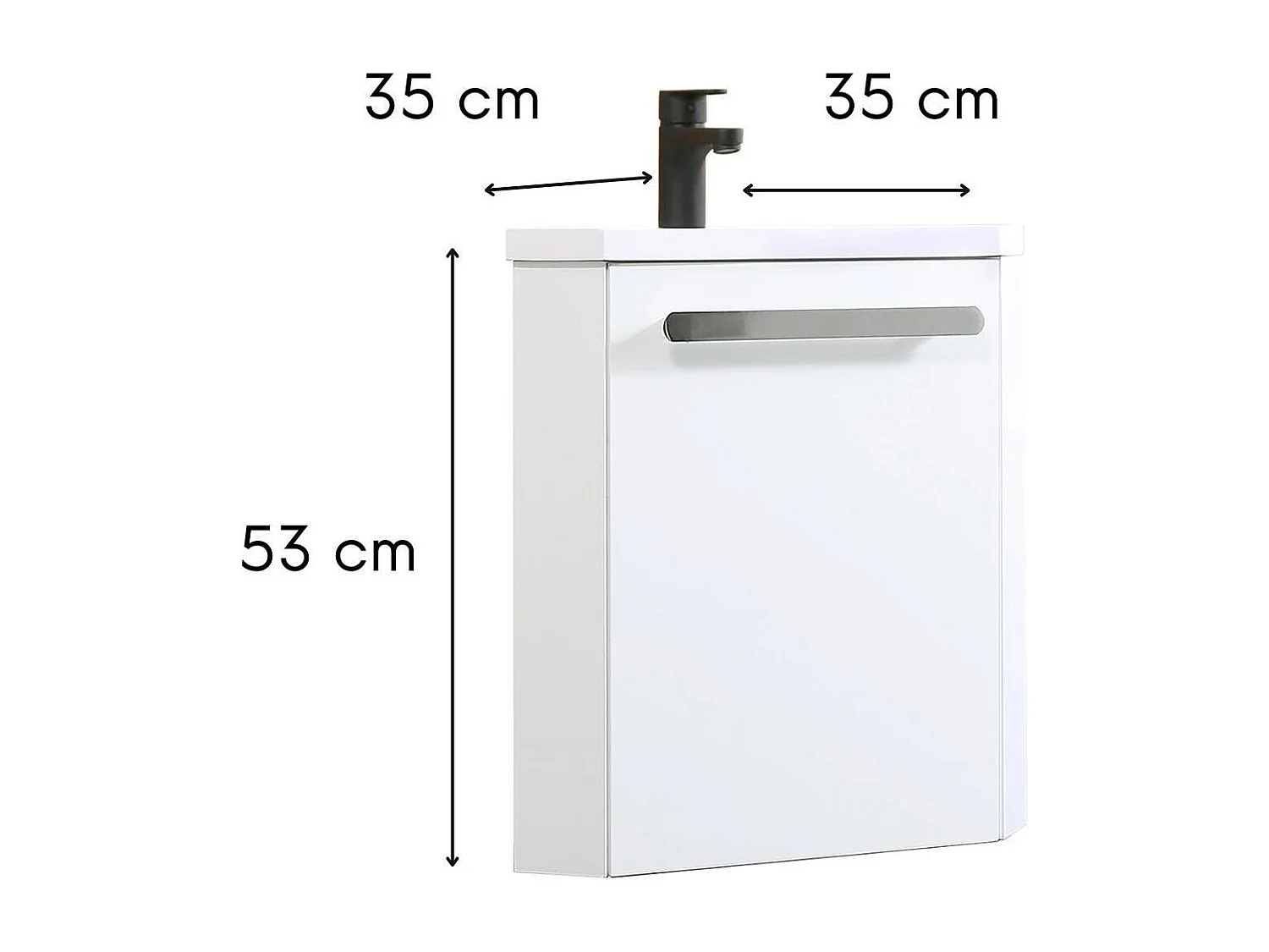 Ensemble lave-mains d'angle suspendu avec robinet chromé