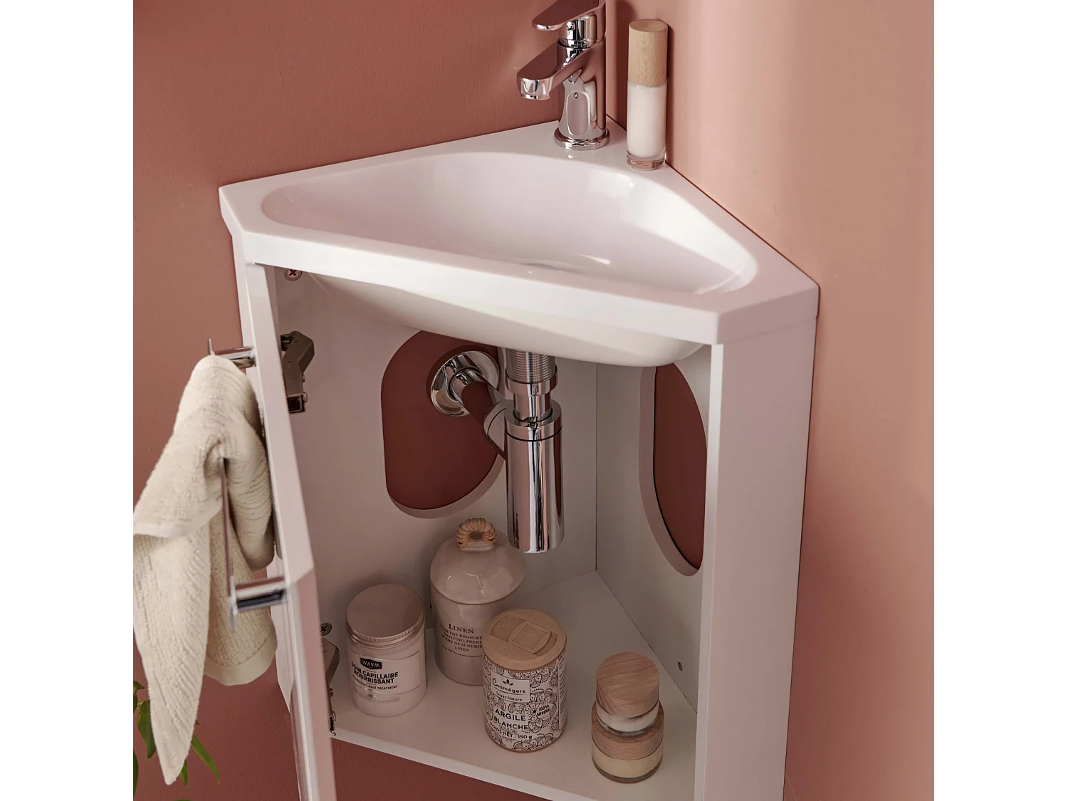 Meuble lave-mains SKINO + robinet chromé