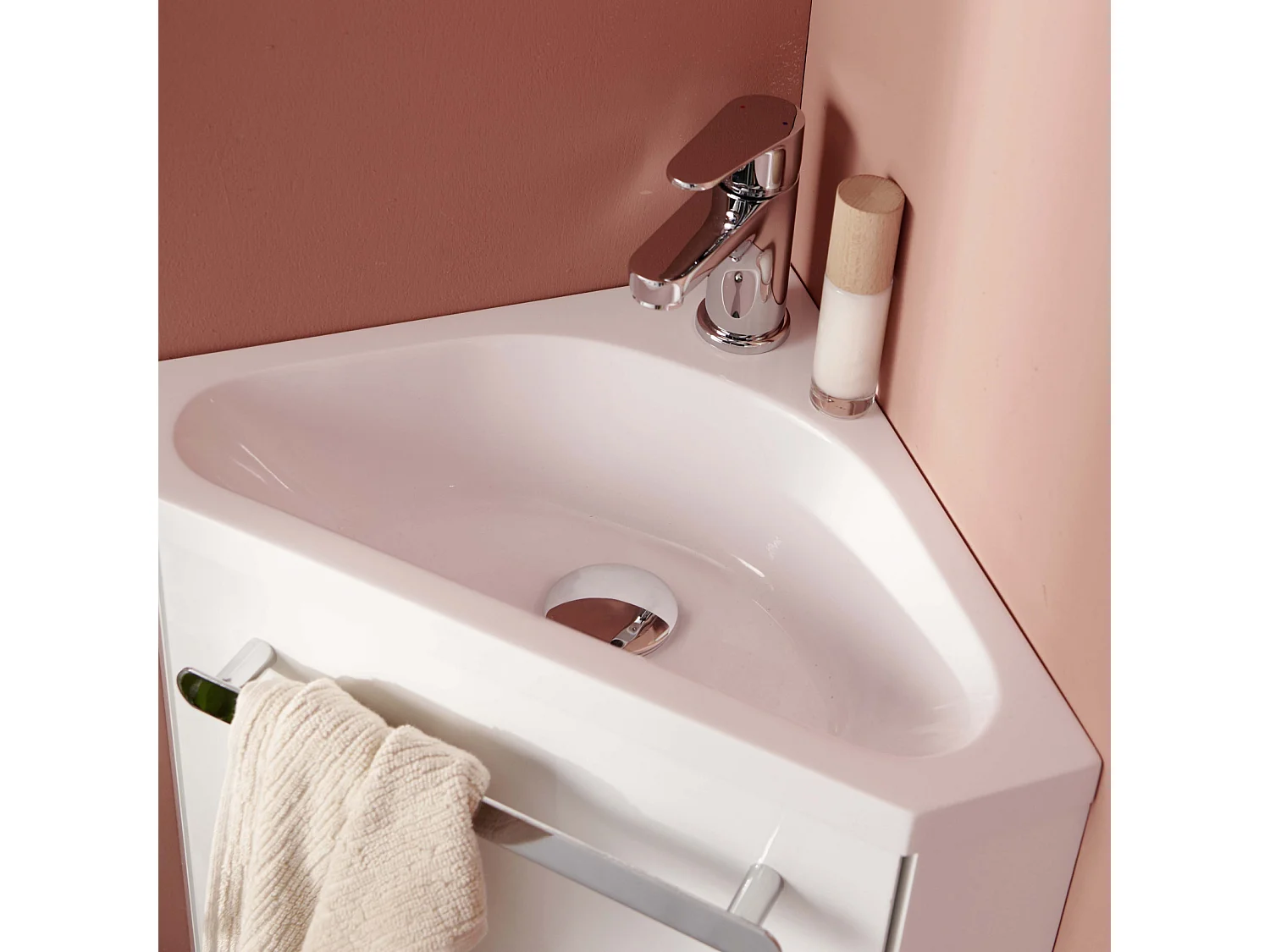 Meuble lave-mains SKINO + robinet chromé