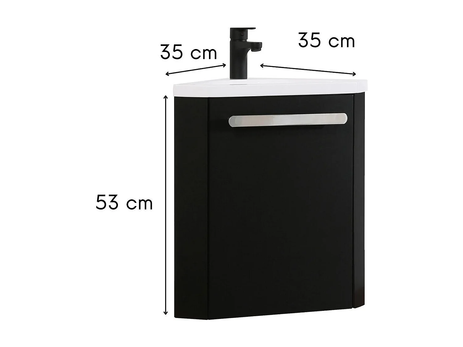 Ensemble lave-mains d'angle suspendu avec robinet noir