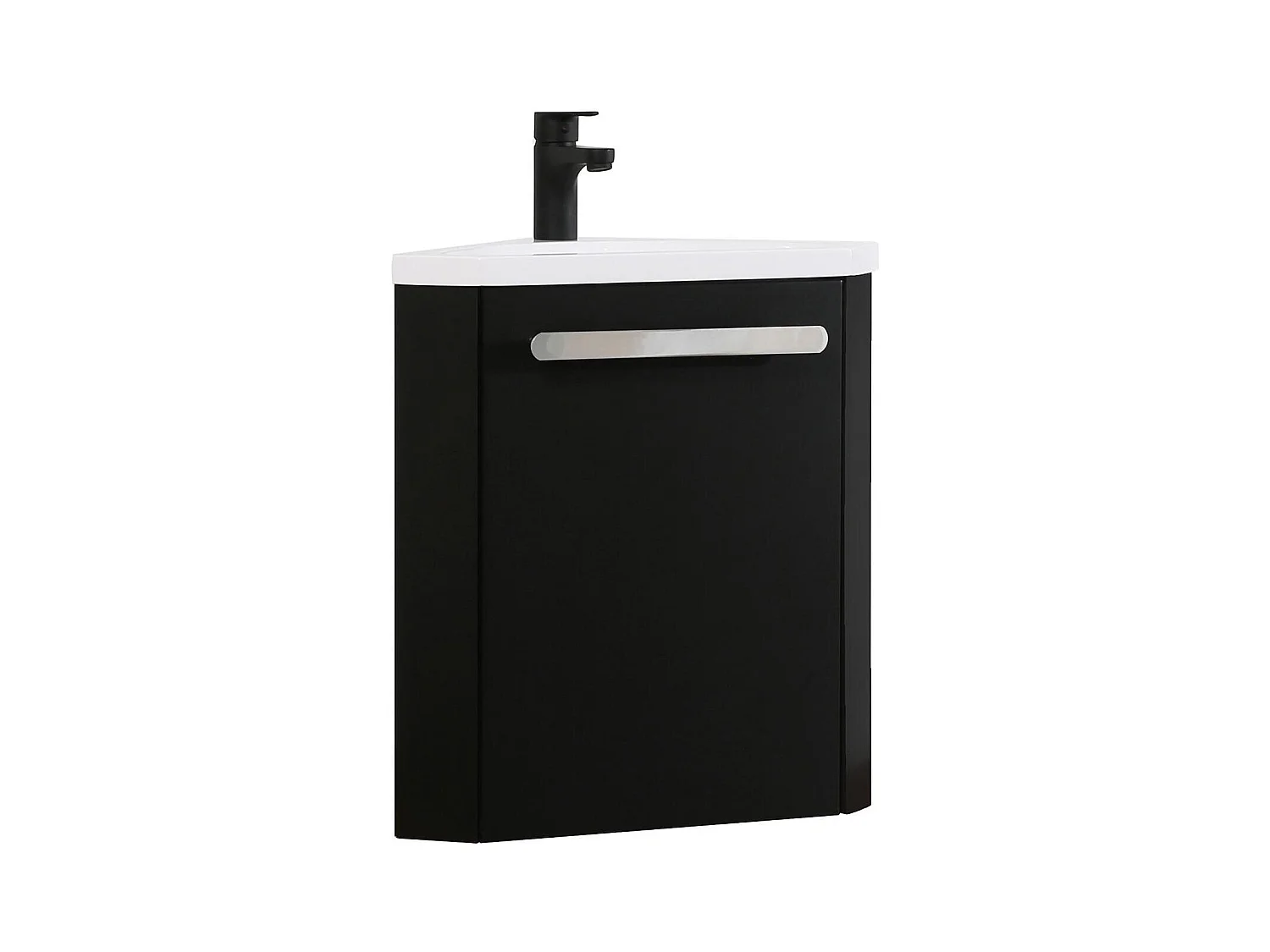 Ensemble lave-mains d'angle suspendu avec robinet noir