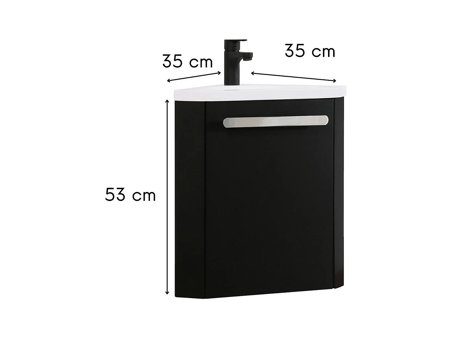 Ensemble lave-mains d'angle suspendu avec robinet noir