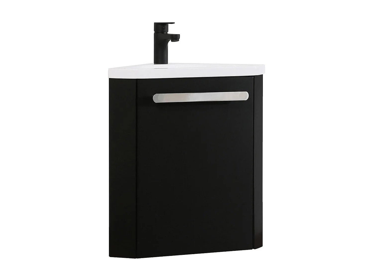 Gruppo lavabo angolare sospeso SKINO con rubinetto nero