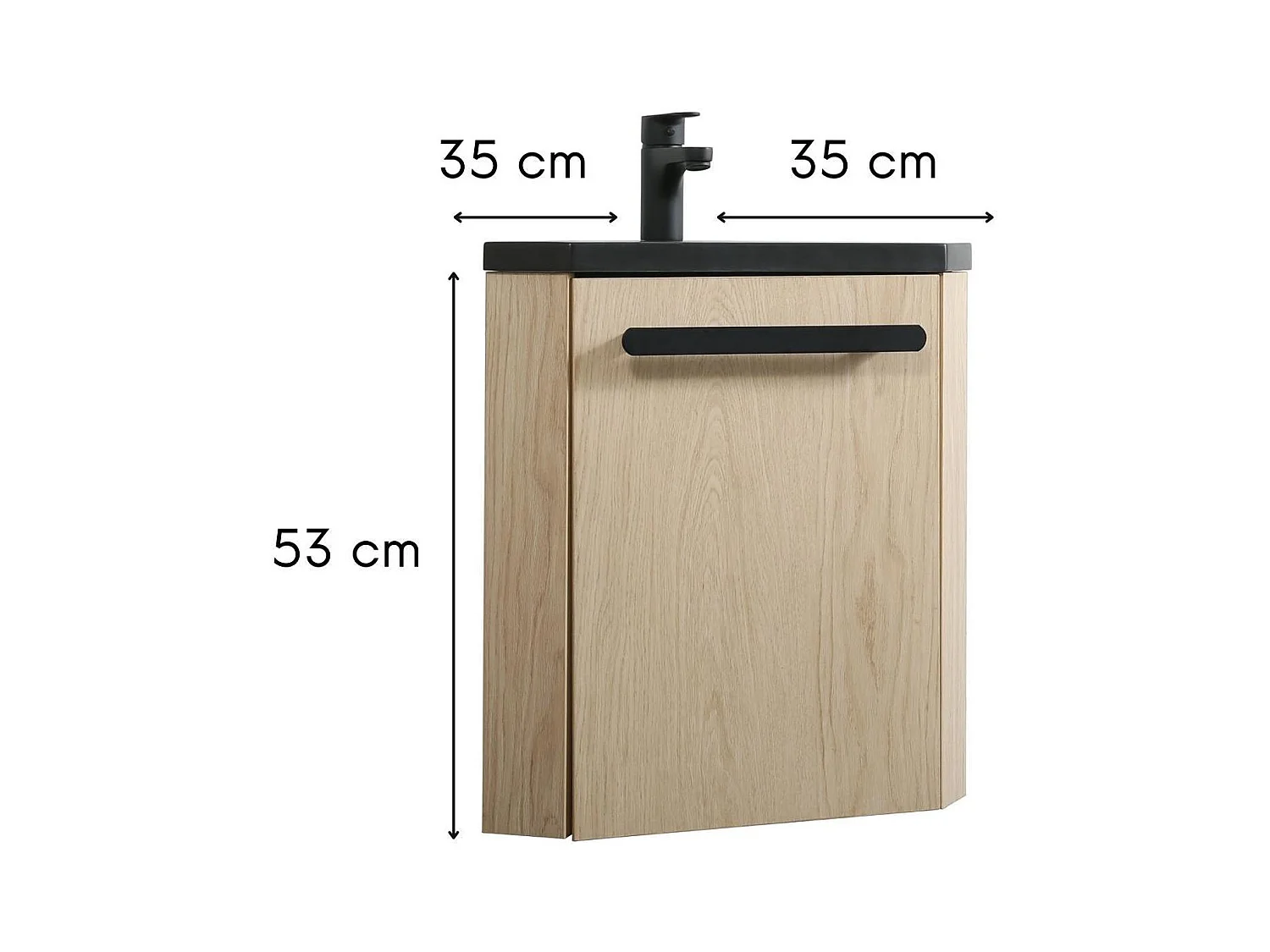 Ensemble lave-mains d'angle suspendu avec robinet noir