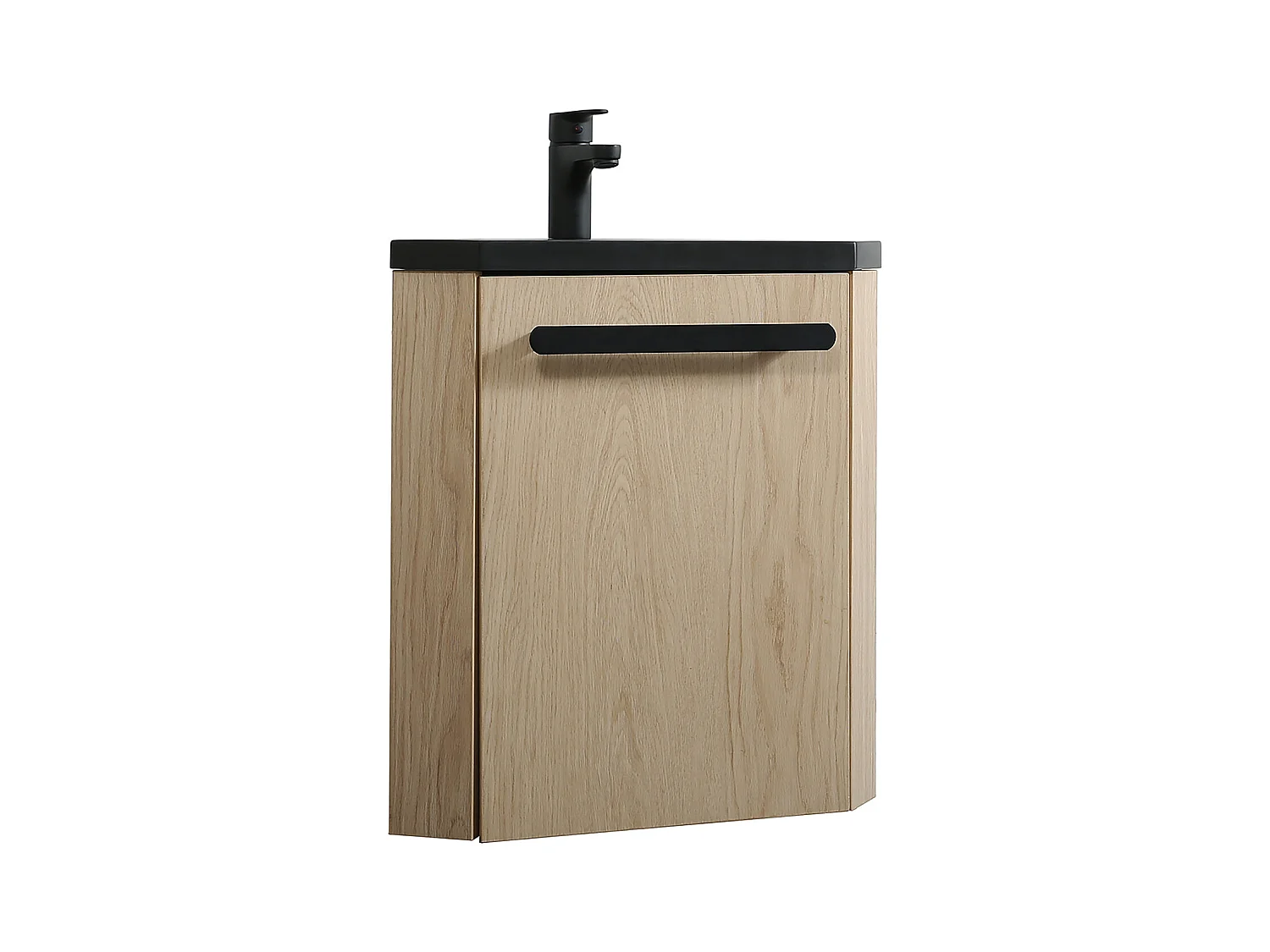 Ensemble lave-mains d'angle suspendu avec robinet noir