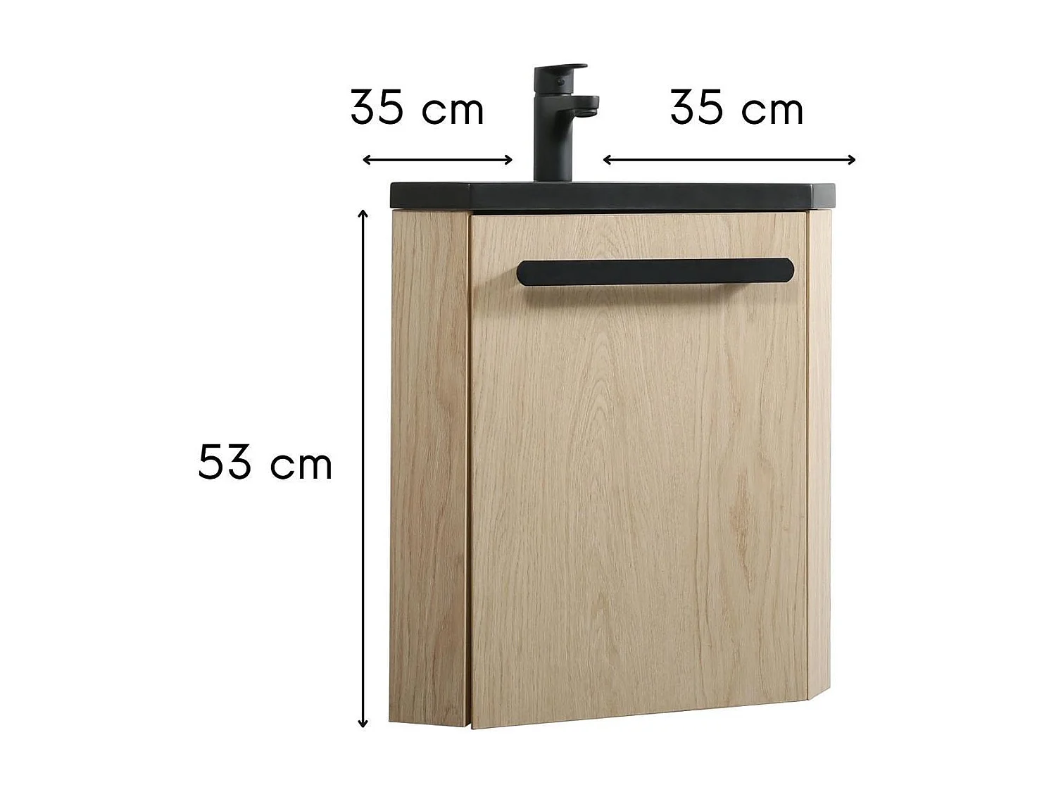 Ensemble lave-mains d'angle suspendu SKINO avec robinet noir