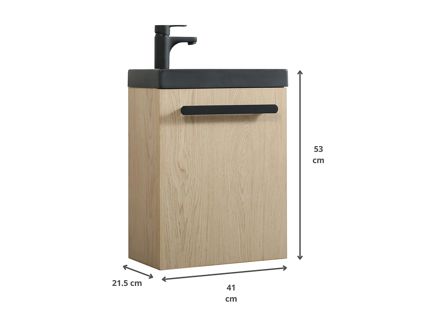 Meuble lave-mains suspendu avec poignée porte serviette