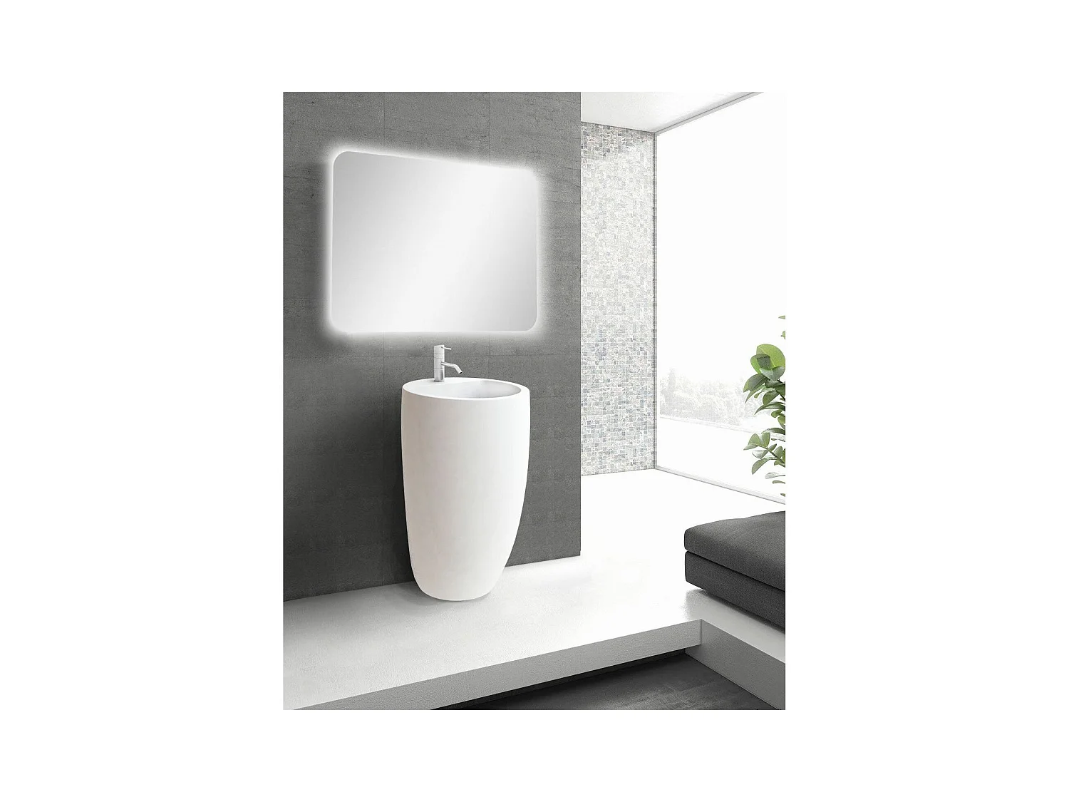 Lavabo colonne en céramique blanche 52x85x53cm