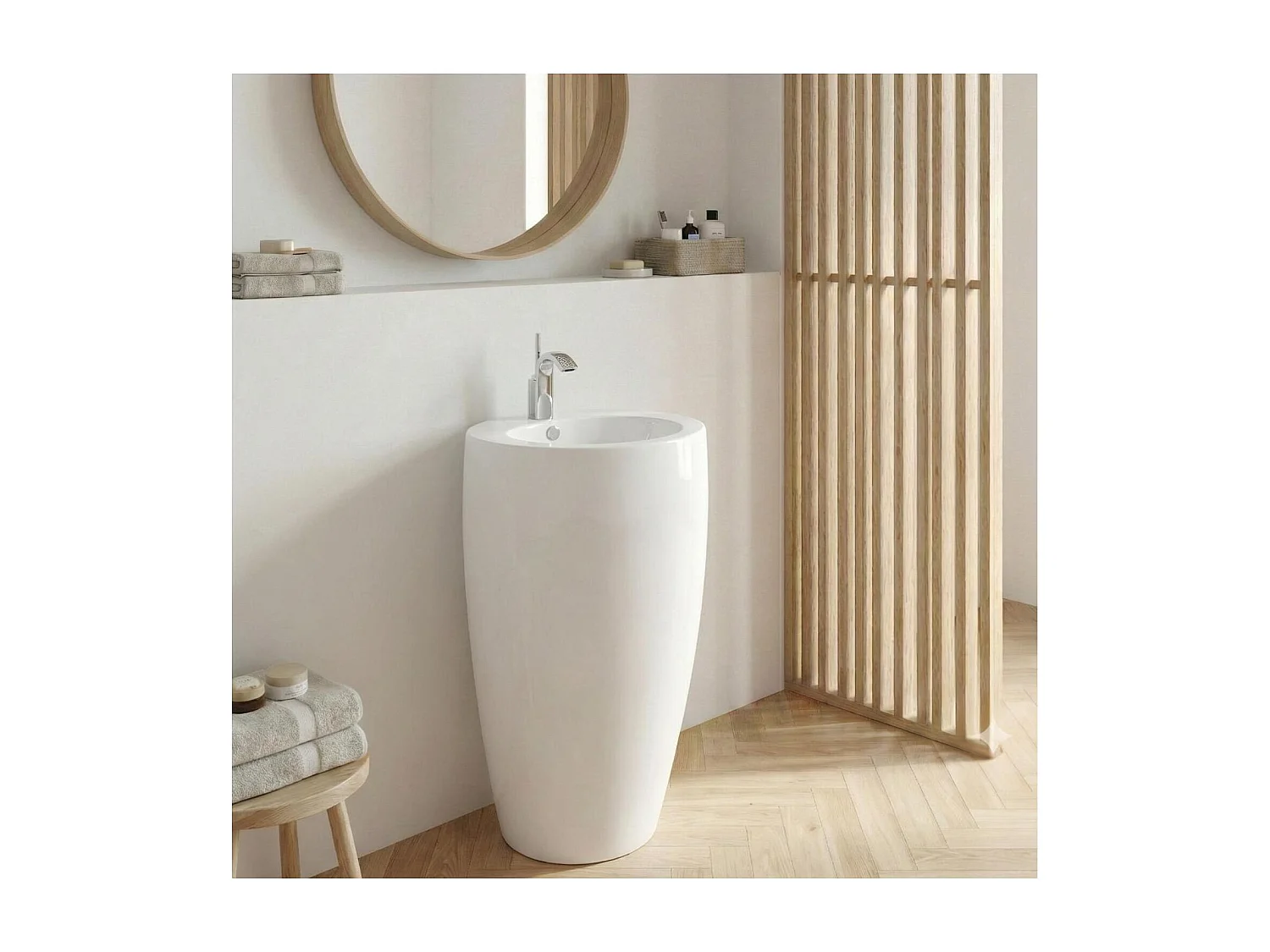 Lavabo colonne en céramique blanche 52x85x53cm