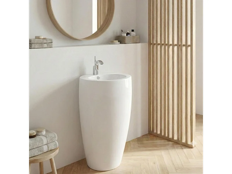 Lavandino su piedistallo in ceramica bianca 52x85x53cm BOSTON