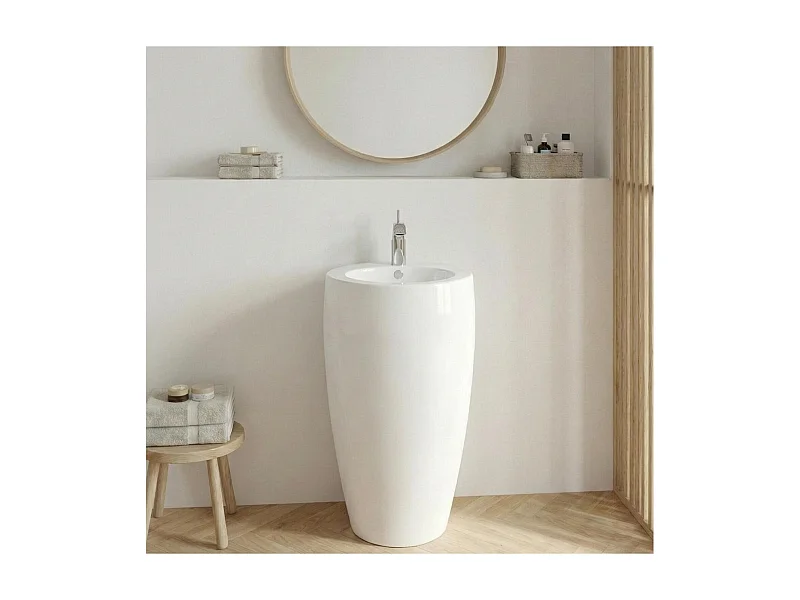 Weißes Keramik-Waschbecken mit Sockel 52x85x53cm BOSTON