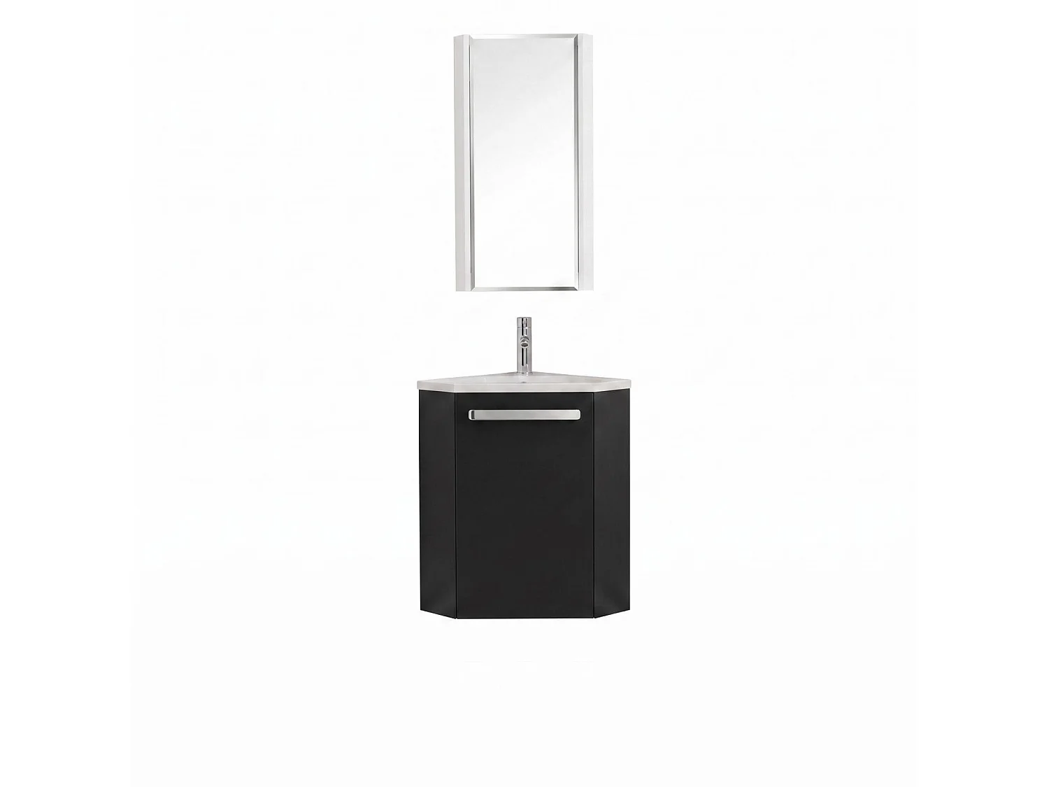 Ensemble lave-mains angle suspendu SKINO avec robinet et armoire d'angle