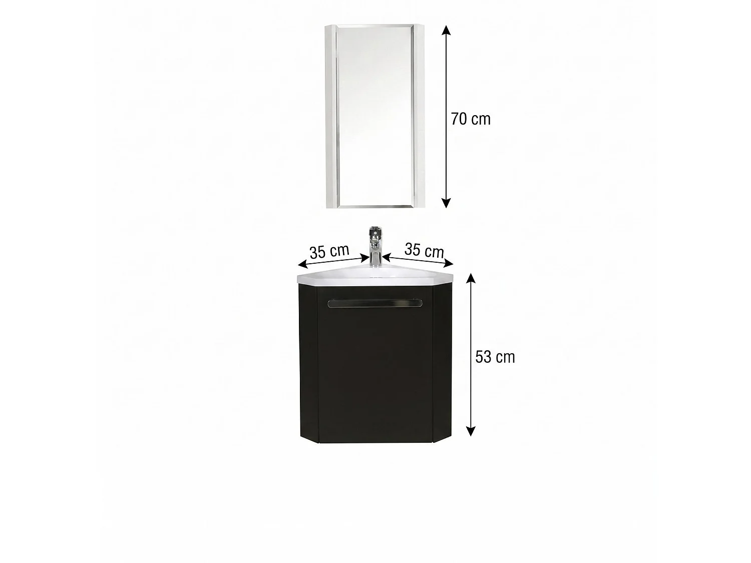 Ensemble lave-mains angle suspendu SKINO avec robinet et armoire d'angle