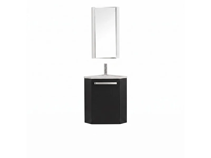 Set lavabo angolare sospeso SKINO con rubinetto e mobile angolare