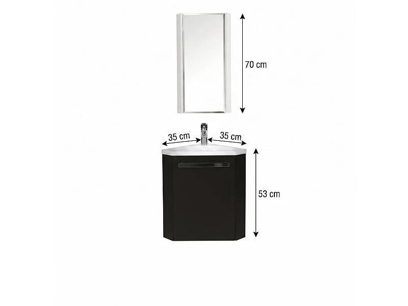 Set lavabo angolare sospeso SKINO con rubinetto e mobile angolare