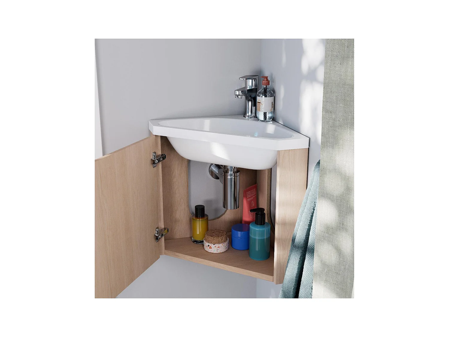 Set mobile lavabo angolare KODA + mobiletto specchio