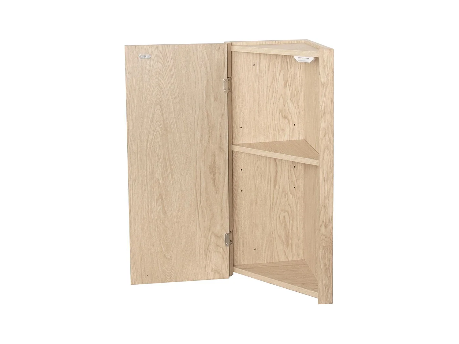Ensemble lave-mains d'angle décor chêne avec armoire de toilette d'angle