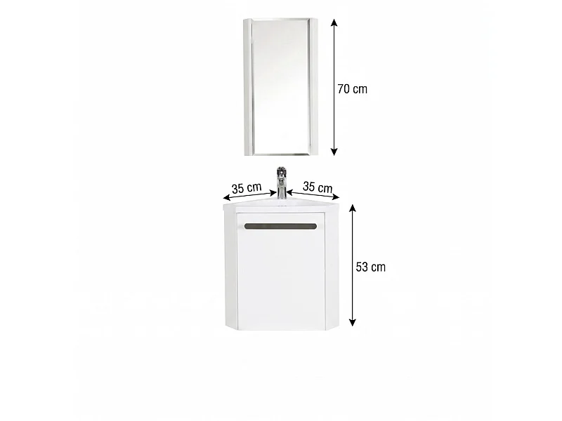 Lavabo de esquina + grifería + mueble SKINO