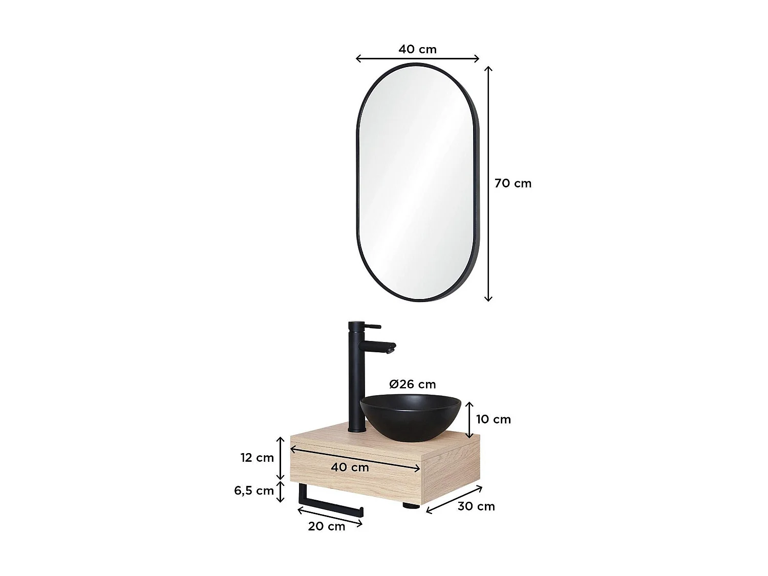 Lavabo sobre encimera grueso + lavabo + espejo SOHO