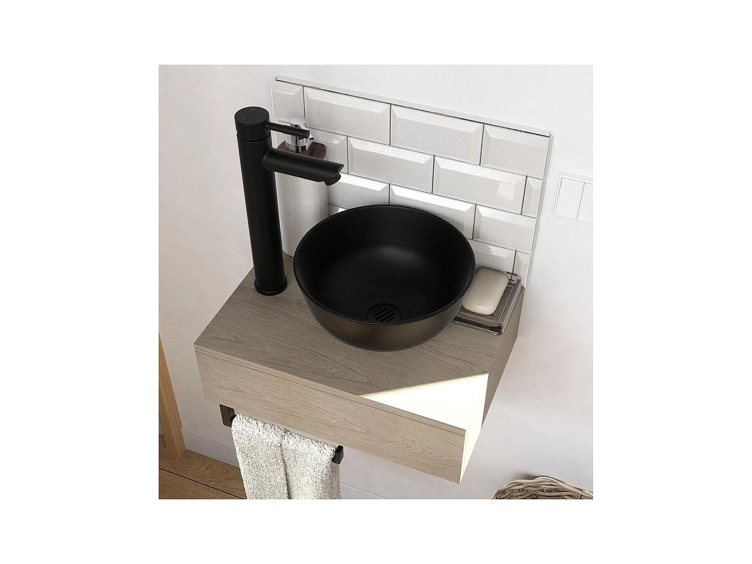 Dickes Aufsatzwaschbecken + Waschbecken + SOHO-Spiegel