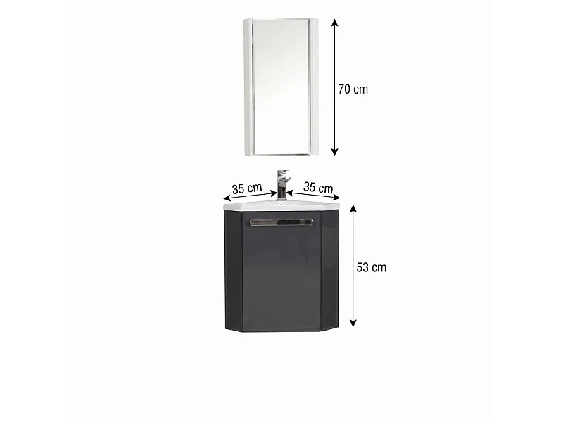 Lavabo de esquina + grifería + mueble SKINO