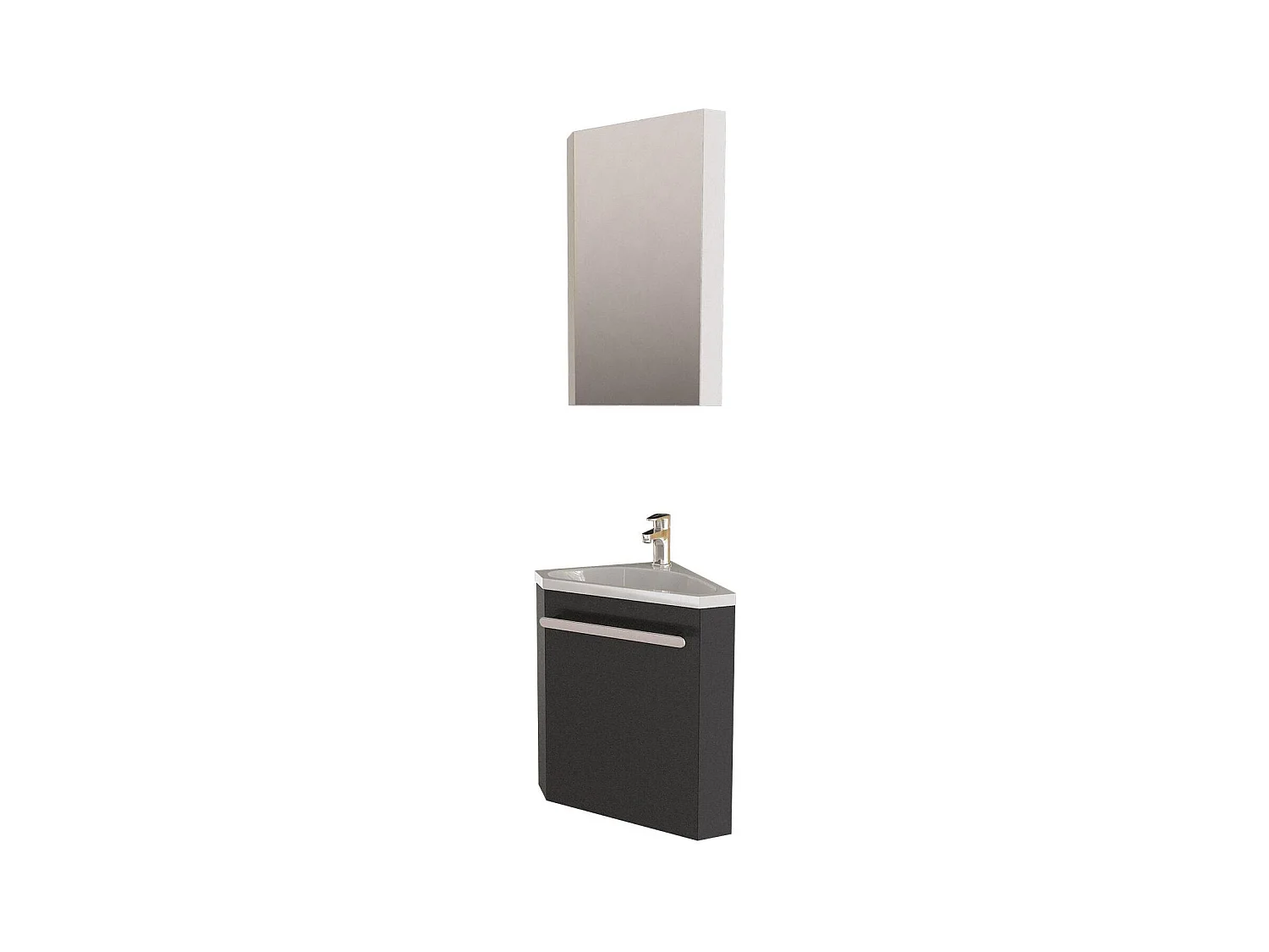 Ensemble lave-mains angle suspendu avec armoire toilette d'angle