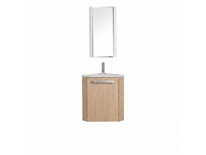 Ensemble lave-mains angle suspendu SKINO avec robinet et armoire d'angle
