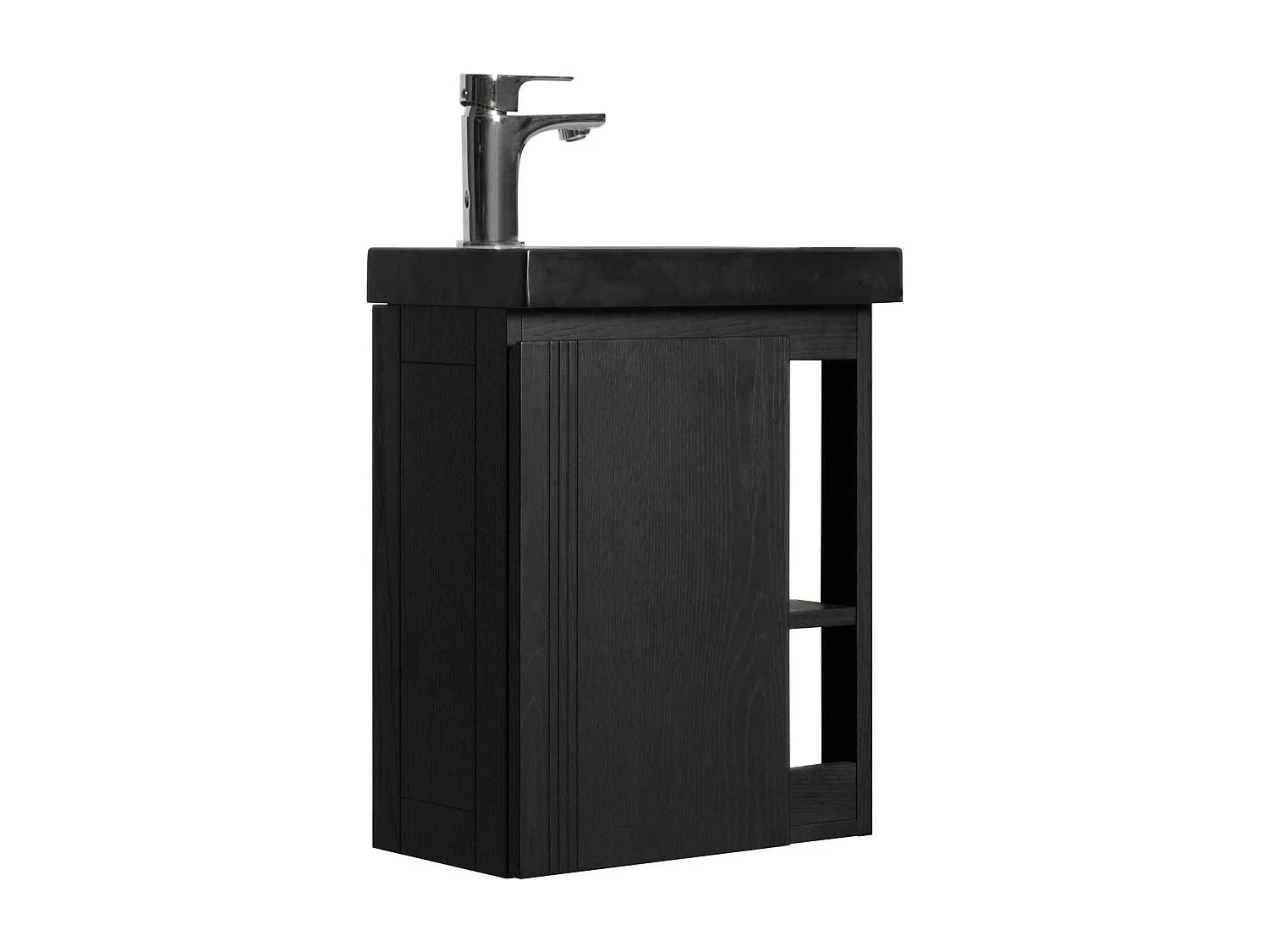 Set lavabo nero HAMPTON con contenitore laterale e rubinetto
