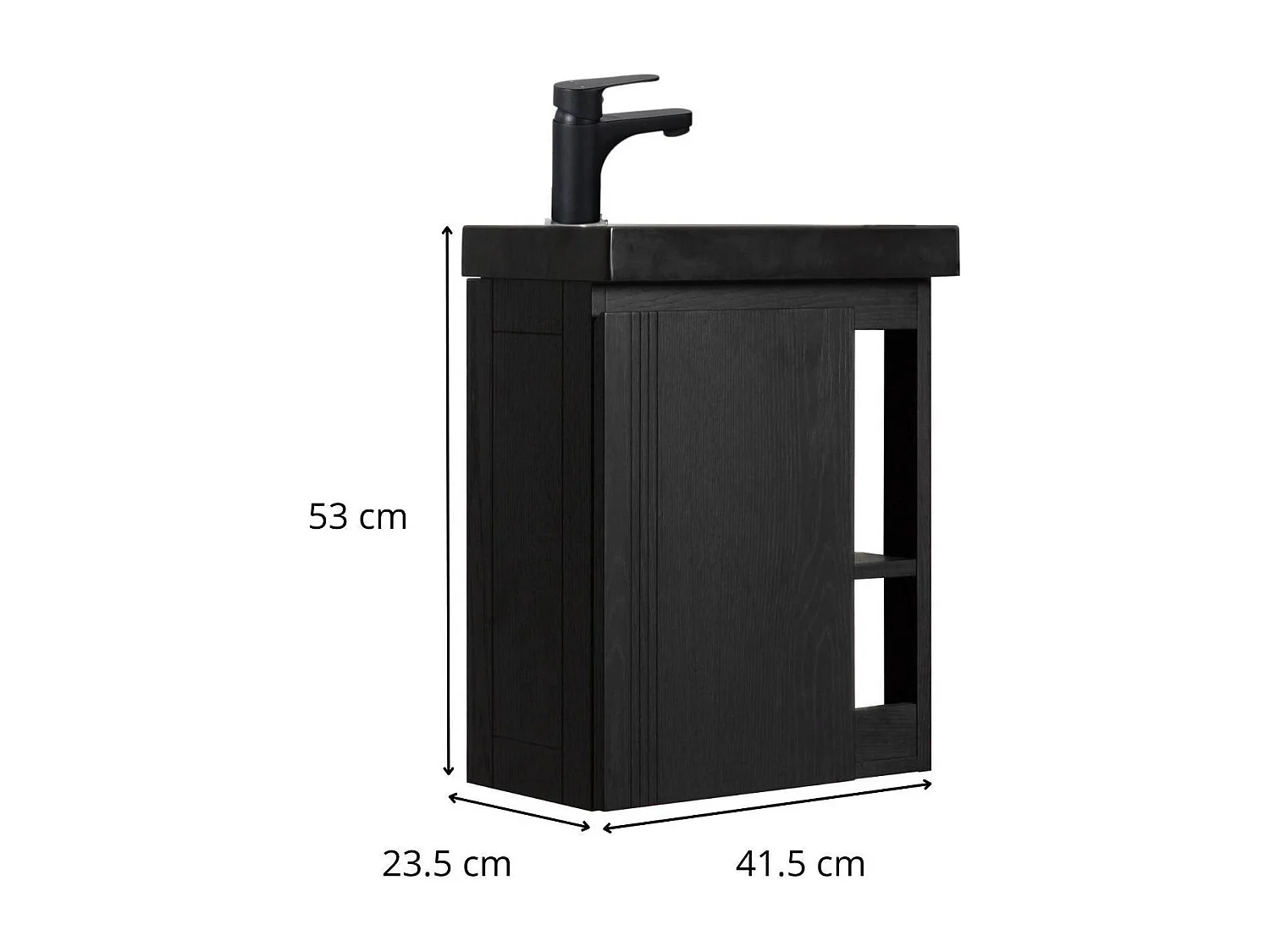 Set lavabo nero HAMPTON con contenitore laterale e rubinetto