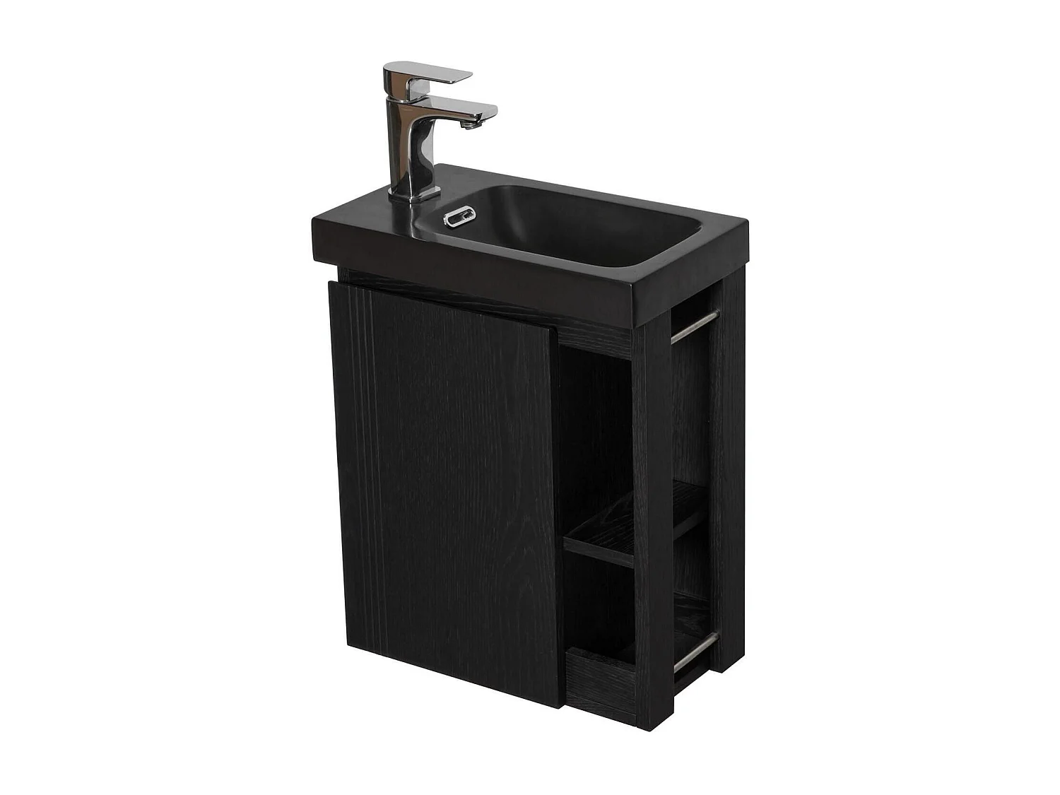 Set lavabo nero HAMPTON con contenitore laterale e rubinetto