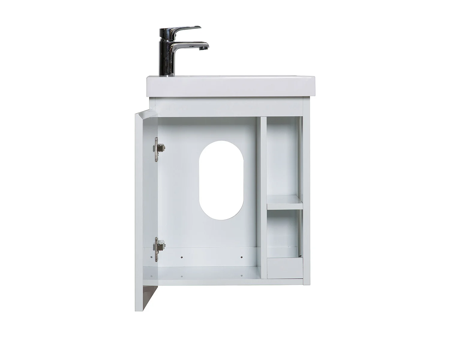 Ensemble lave-mains avec rangement latéral et miroir tablette