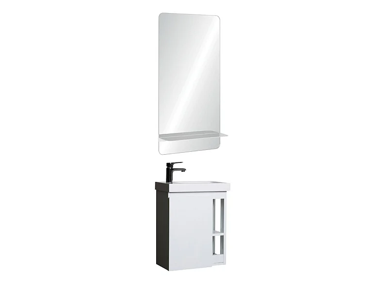 Set lavabo HAMPTON con contenitore laterale e mensola a specchio