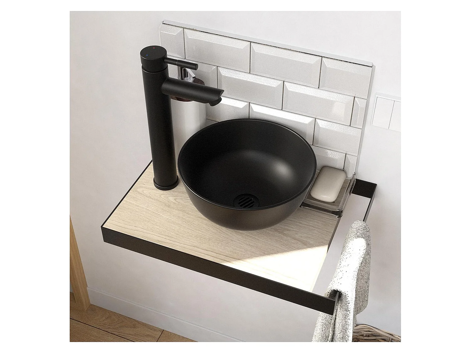 Lavabo sottile SOHO + lavabo + rubinetto