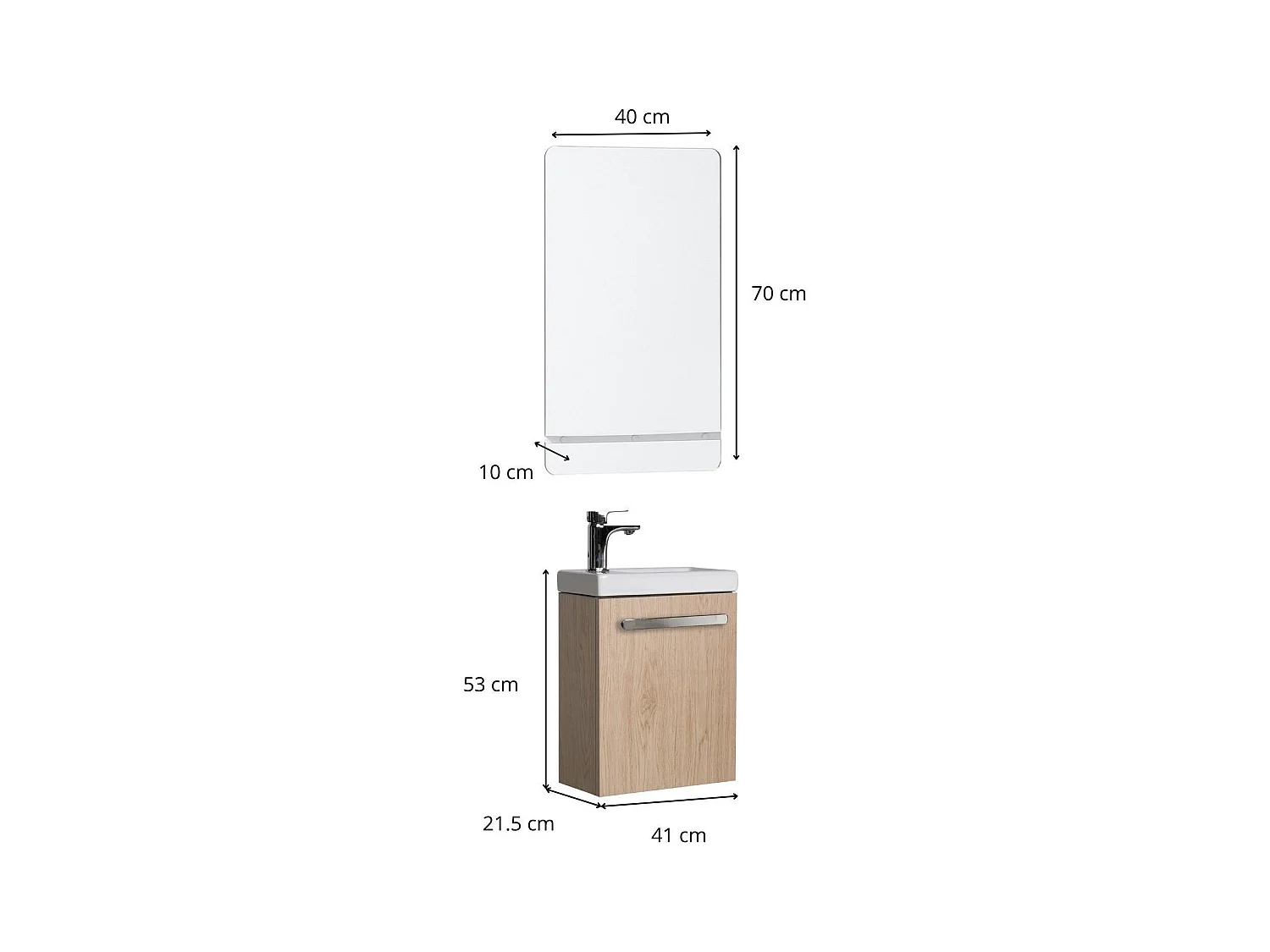 Nevada Wand-Waschtisch-Set mit Spiegel und Ablage