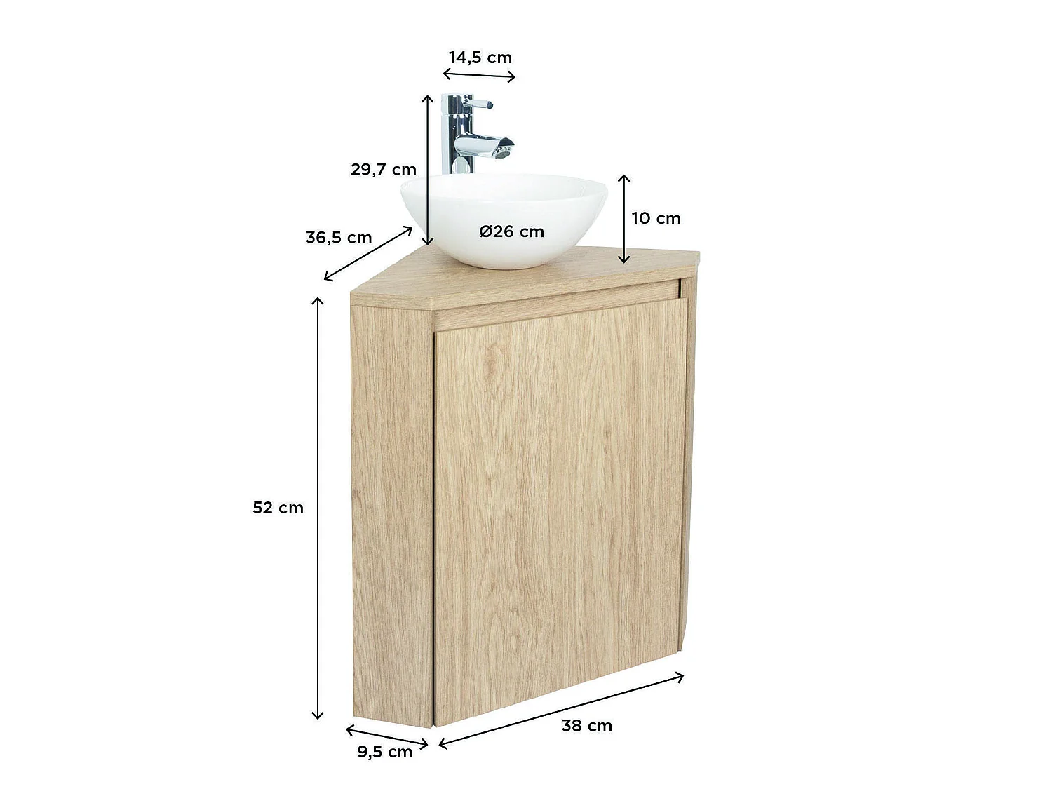 Ensemble lave-mains SORRENTO d'angle avec vasque et robinet