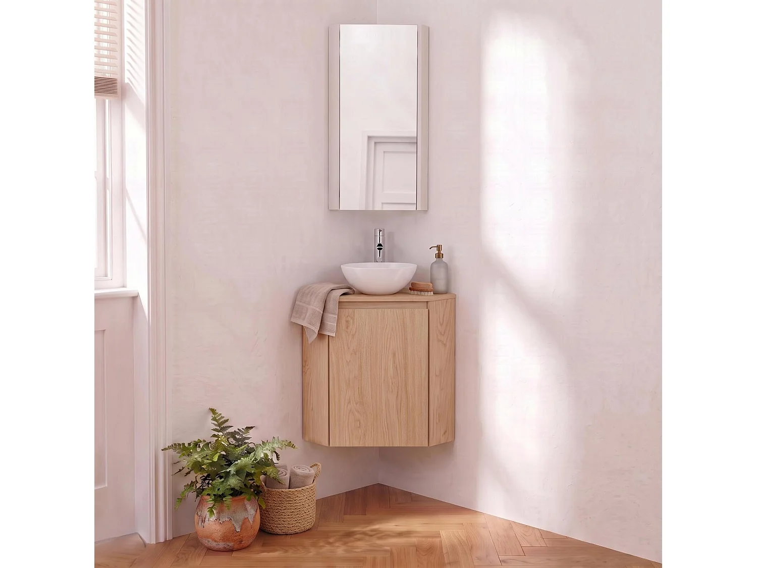 Ensemble lave-mains SORRENTO d'angle avec vasque et robinet