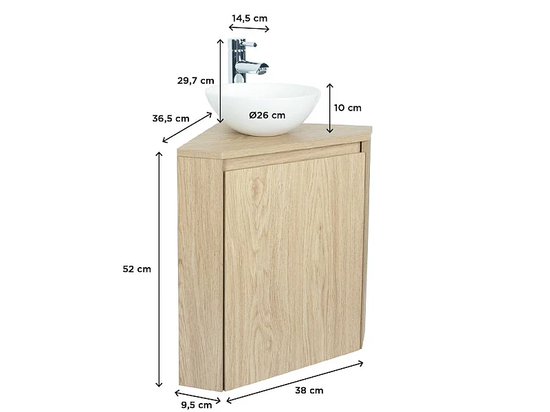 Set lavamani ad angolo con lavabo e rubinetto SORRENTO
