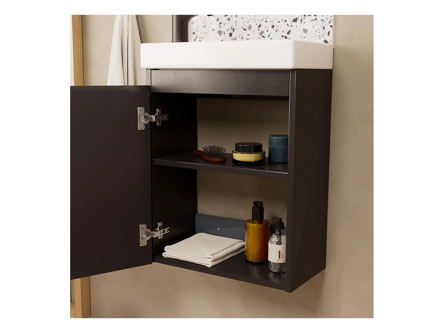 Ensemble lave-mains suspendu avec miroir ovale