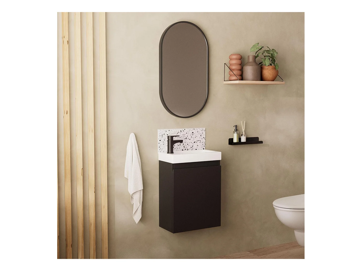 LISA Waschbeckenschrank + ovaler Spiegel