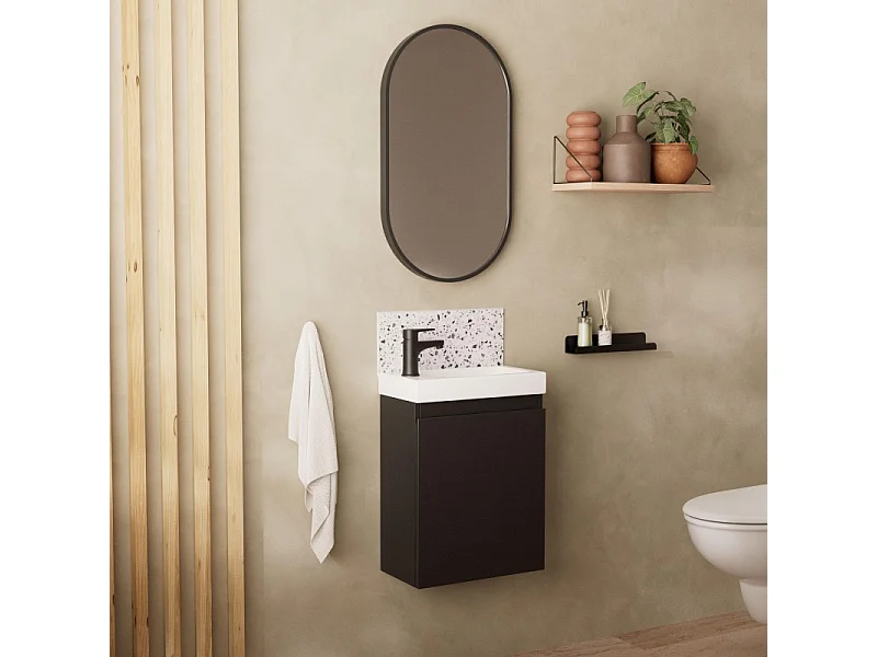 Meuble lave-mains LISA + miroir ovale