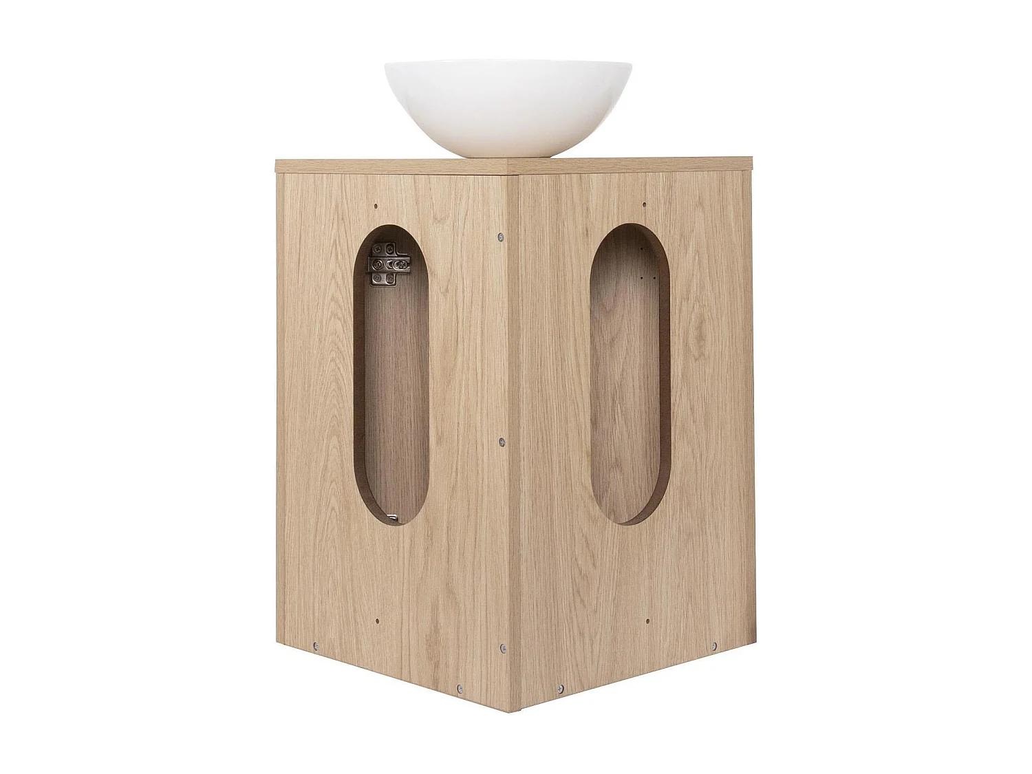 Ensemble lave-mains d'angle avec vasque, robinet et armoire de toilette