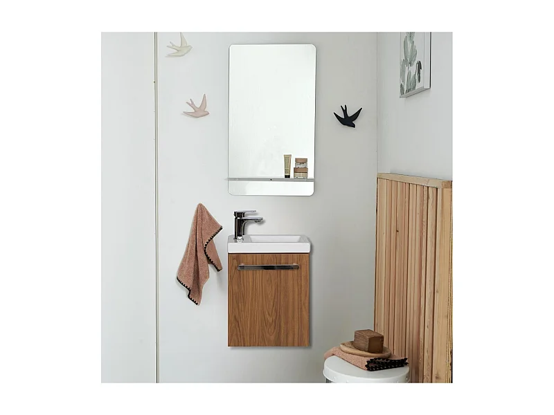 Conjunto de lavabo de pared Nevada con espejo y estante